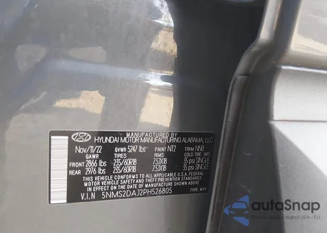 2023 Hyundai Santa Fe Sel z USA, uszkodzony, nr VIN 5NMS2DAJ2PH526805